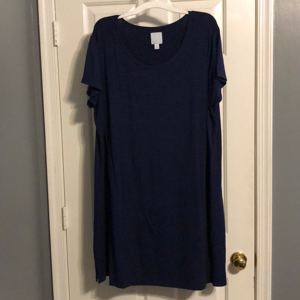 Blue and black stripped dress.